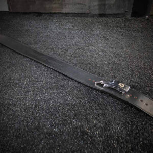 The RPM Power weightlifting belt ultra outstretched to its full length.