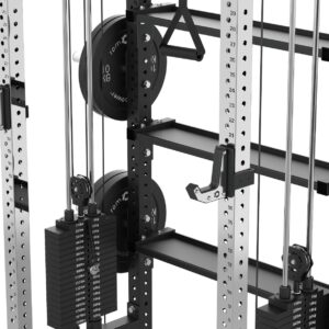 Rack with Cable Machine, Pull-Up Bar, Weight Plates, Olympic Barbell & Weight