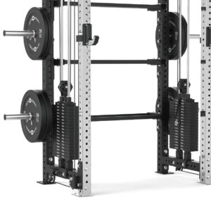 Rack with Cable Machine, Pull-Up Bar, Weight Plates, Olympic Barbell & Weight