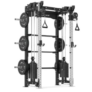 Rack with Cable Machine, Pull-Up Bar, Weight Plates, Olympic Barbell & Weight