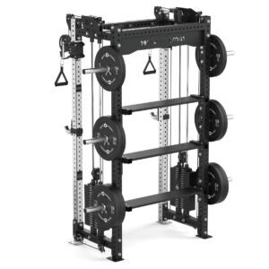 Rack with Cable Machine, Pull-Up Bar, Weight Plates, Olympic Barbell & Weight