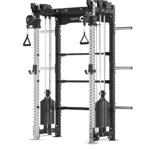 Rack with Cable Machine, Pull-Up Bar, Weight Plates, Olympic Barbell & Weight