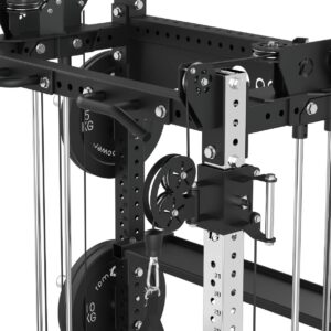 Rack with Cable Machine, Pull-Up Bar, Weight Plates, Olympic Barbell & Weight
