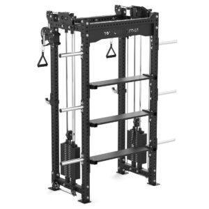 Rack with Storage, Cable Machine, Pull-Up Bar, Weight Plates