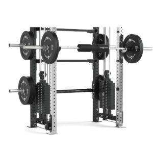 Rack with Cable Machine, Pull-Up Bar, Weight Plates, Olympic Barbell & Weight