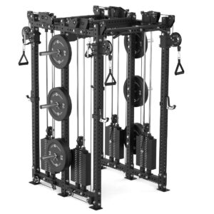Squat Rack with Weight Plates, Pull-Up Bar, Cable Machine and J-Hooks