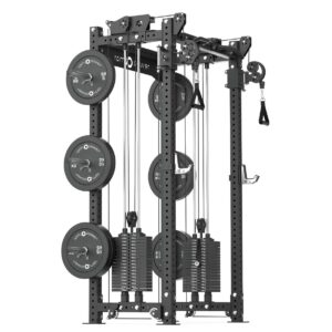 Squat Rack with Pull Up Bar, Weight Plates and Cable Attachment Machine