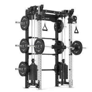Rack with Cable Machine, Pull-Up Bar, Weight Plates, Olympic Barbell & Weight