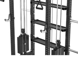 Rack with Storage, Cable Machine, Pull-Up Bar, Weight Plates