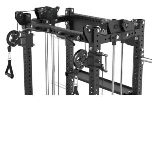 Rack with Storage, Cable Machine, Pull-Up Bar, Weight Plates