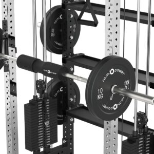 Rack with Cable Machine, Pull-Up Bar, Weight Plates, Olympic Barbell & Weight