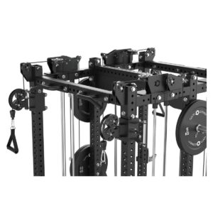Squat Rack with Weight Plates, Pull-Up Bar, Cable Machine and J-Hooks