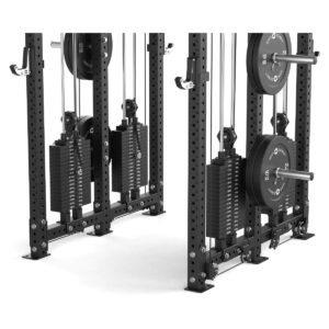 Squat Rack with Weight Plates, Pull-Up Bar, Cable Machine and J-Hooks