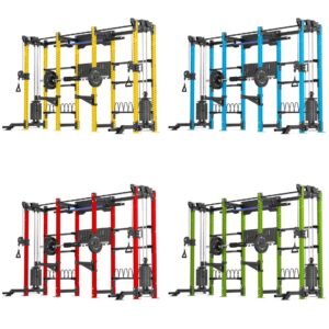 Cable Machine Rack with Pull-Up Bar, Weight Plates and cable weight stack