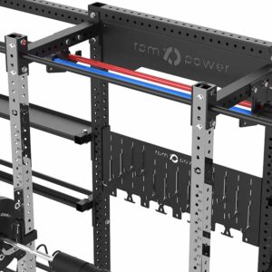 Double Squat Rack with Cable Machines, Pull-Up Bar, Weight Plate Holder, Olympic Barbell Holder, Weight Plates & Rack Storage